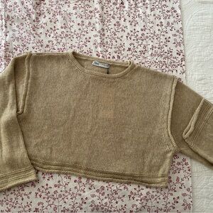 Zara Tan Cropped Sweater